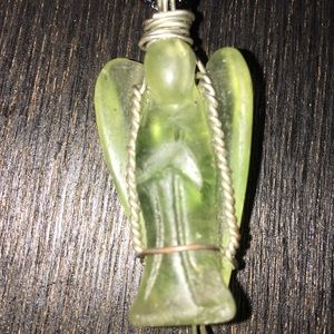 Wire-Wrapped Angel Fluorite necklace with pyrite